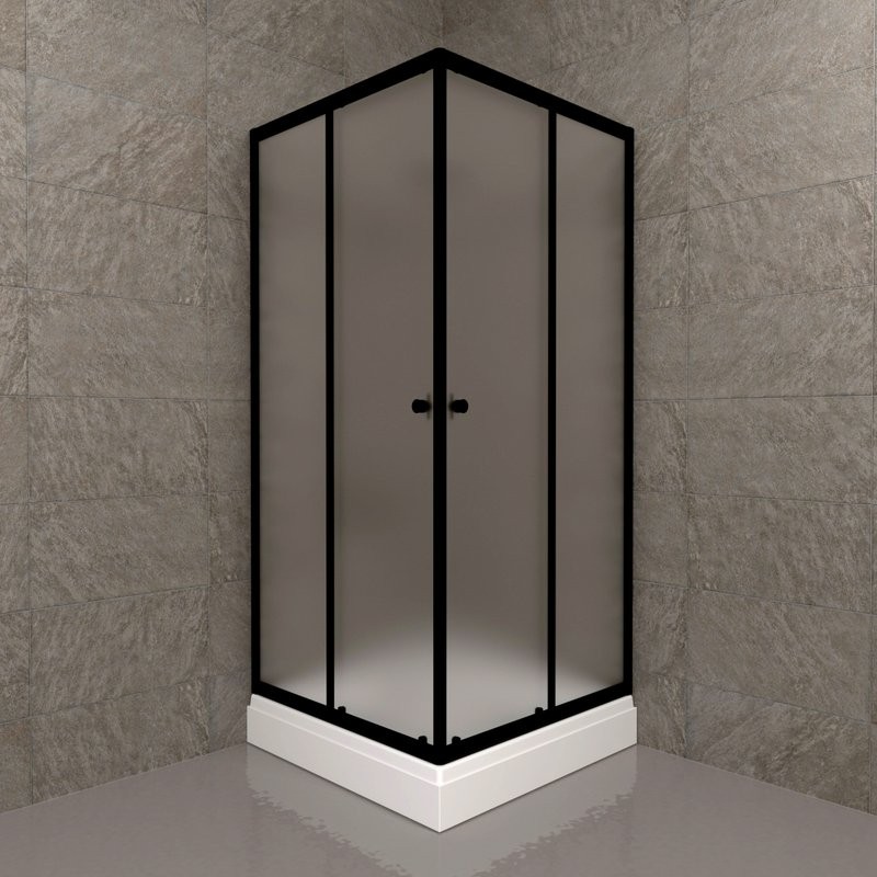 Душевой уголок Triton Вента БВ 80х80 см, с поддоном, профиль матовый черный, стекло матовое
