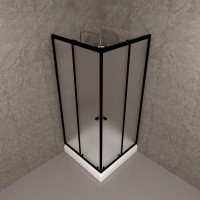 Душевой уголок Triton Вента БВ 80х80 см, с поддоном, профиль матовый черный, стекло матовое