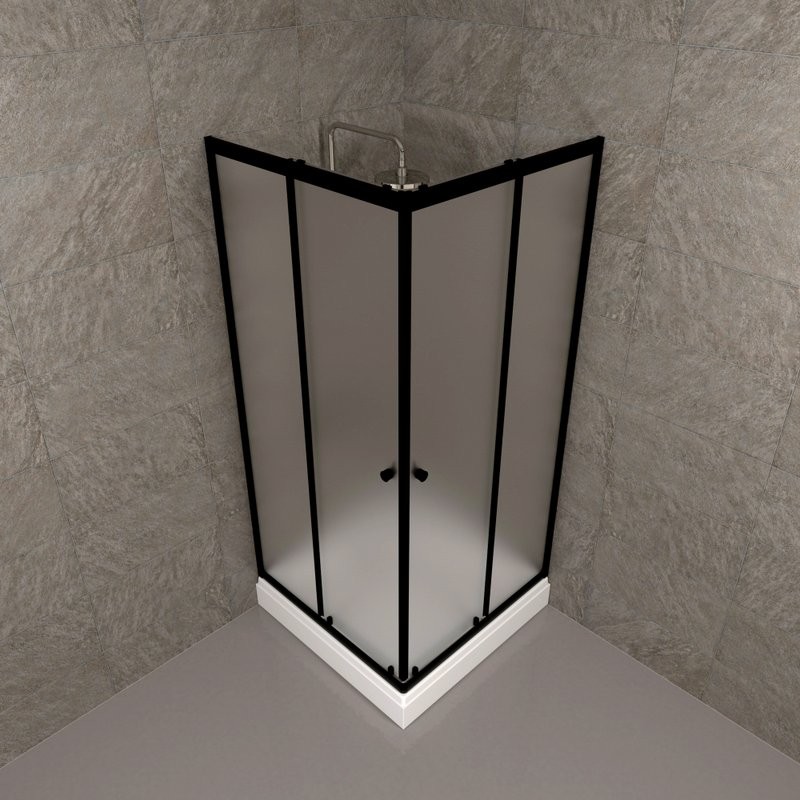 Душевой уголок Triton Вента БВ 80х80 см, с поддоном, профиль матовый черный, стекло матовое