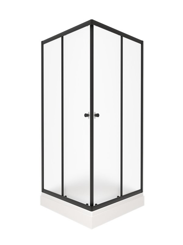 Душевой уголок Triton Вента БВ 80х80 см, с поддоном, профиль матовый черный, стекло матовое