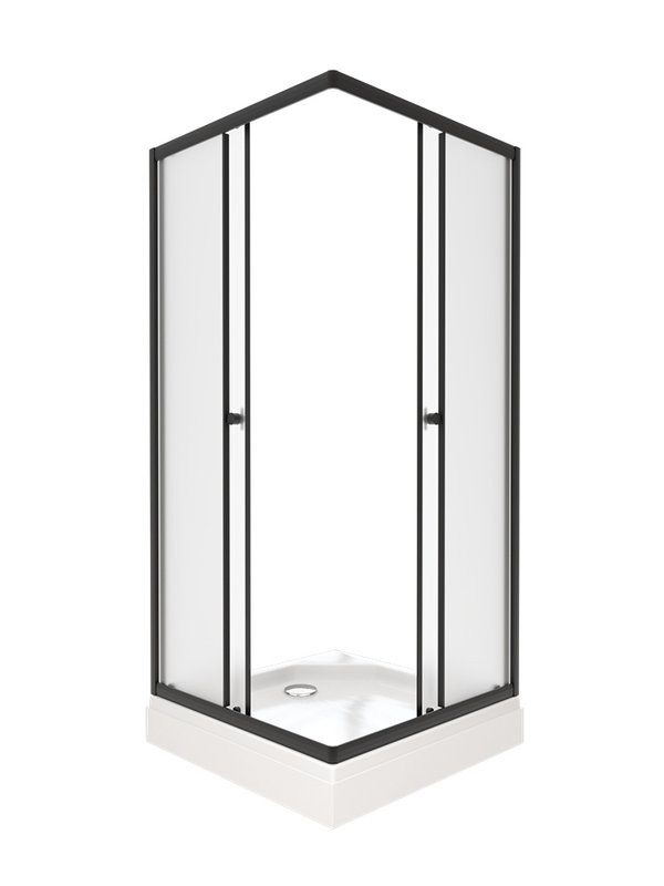Душевой уголок Triton Вента БВ 80х80 см, с поддоном, профиль матовый черный, стекло матовое