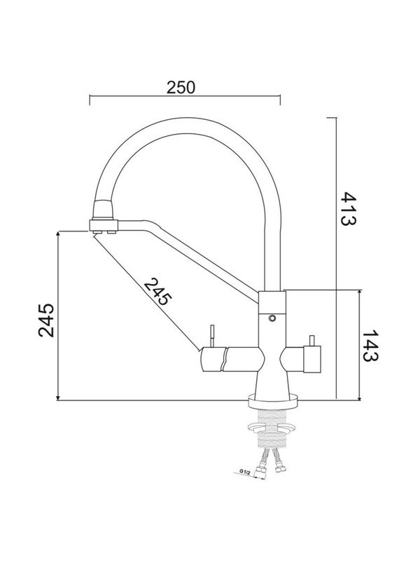 Смеситель для кухни РМС SUS127BL-016F-015 с гибким изливом, хром, черный