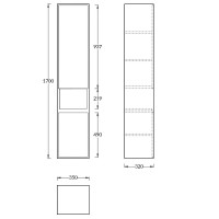 Шкаф пенал для ванной KERAMA MARAZZI Plaza Modern 170 подвесной, белый глянцевый