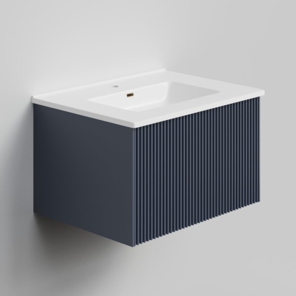 Тумба с раковиной La Fenice Terra 60 подвесная, blu grigio, раковина Slim Line 60 см