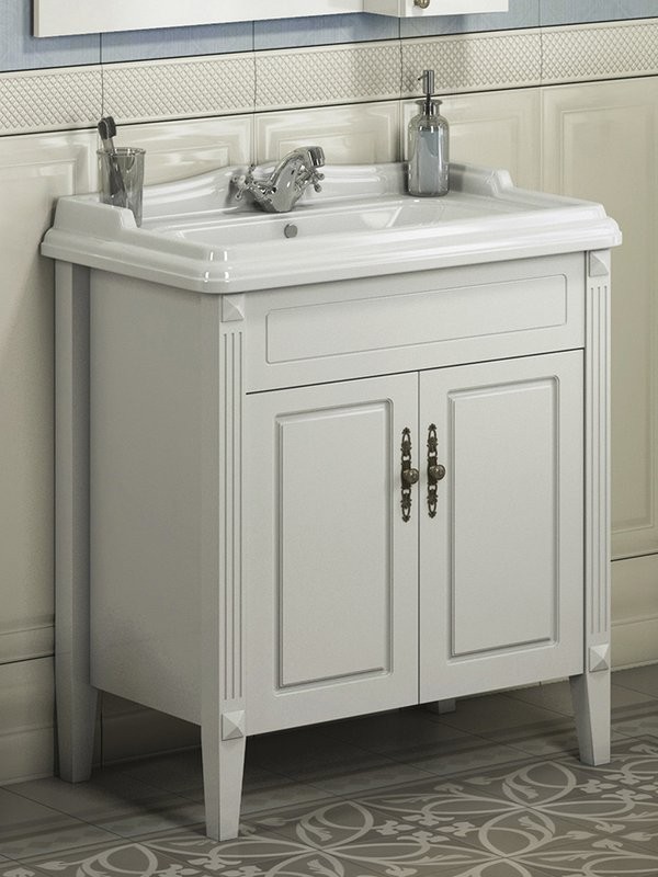 Тумба с раковиной Comforty Палермо 80 напольная, белый глянец