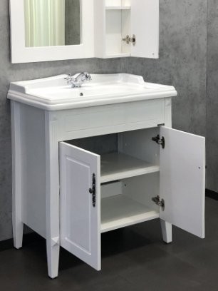 Тумба с раковиной Comforty Палермо 80 напольная, белый глянец