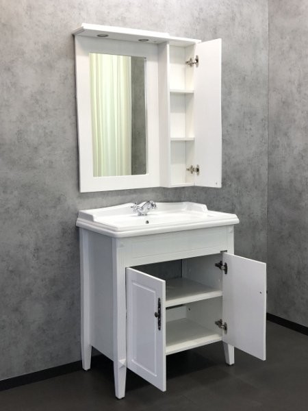 Тумба с раковиной Comforty Палермо 80 напольная, белый глянец