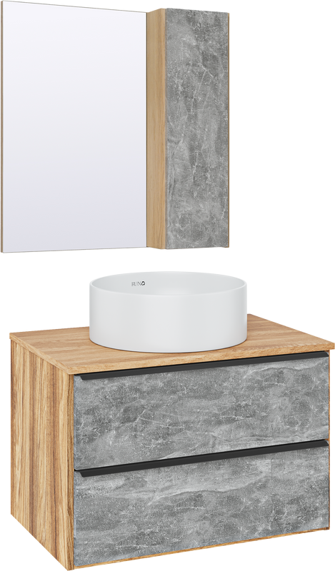 Мебель для ванной комнаты Runo Мальта 70 дуб, серая, раковина Palla 40