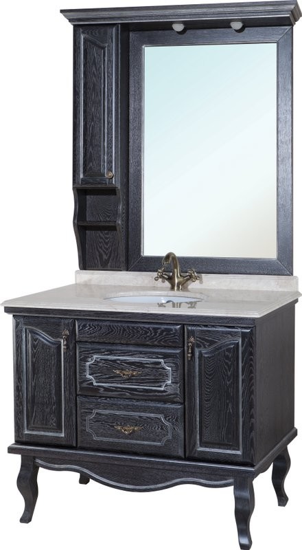 Зеркало Bellezza Рим L 110 черное патина серебро