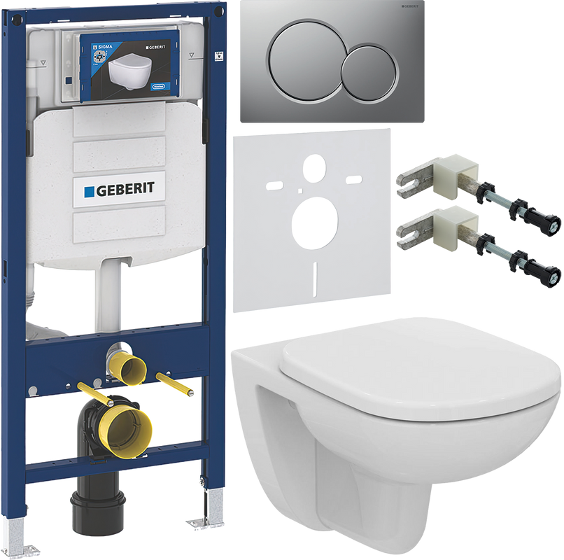 Комплект Унитаз подвесной Ideal Standard Tempo + Крышка T679201 петли хром + Инсталляция Geberit Duofix UP 320 111.300.00.5 + Кнопка Sigma 01 115.770.JQ.5 лакированная, матовый хром + Крепления 111.815.00.1 к стене + Звукоизоляция
