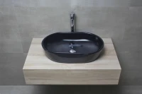 Накладная раковина beWash Bogen 88601006 60 см без отверстия под смеситель черная глянцевая