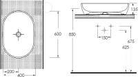 Накладная раковина beWash Bogen 88601006 60 см без отверстия под смеситель черная глянцевая