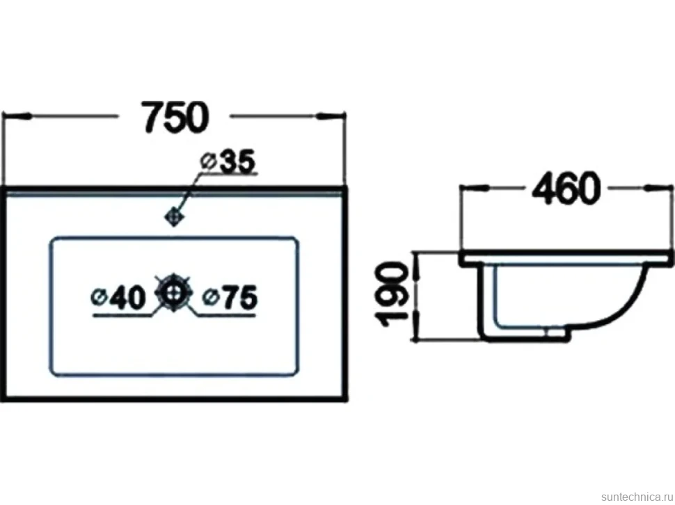 Мебельная раковина Comforty 75E 75