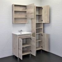 Шкаф-пенал для ванной Comforty Марио 40 напольный, дымчатый дуб