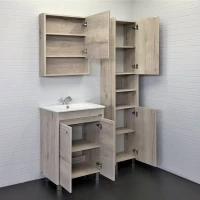 Шкаф-пенал для ванной Comforty Марио 40 напольный, дымчатый дуб