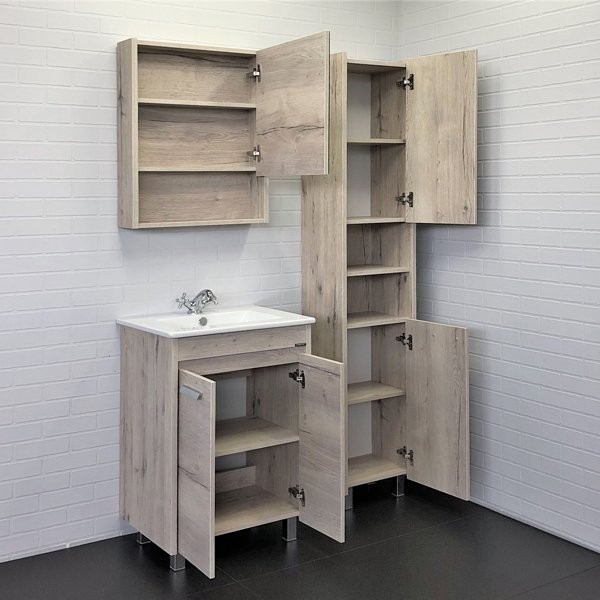 Шкаф-пенал для ванной Comforty Марио 40 напольный, дымчатый дуб