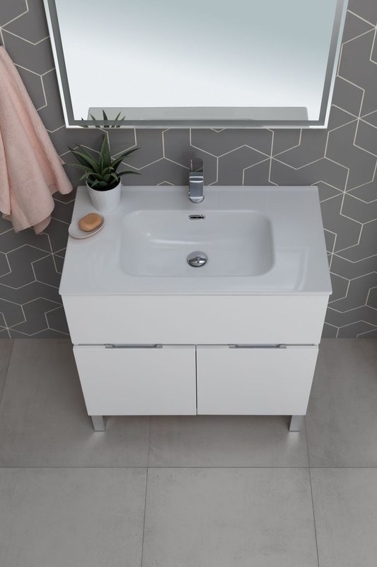 Мебель для ванной комнаты Aquanet Алвита new 80 напольная, белая матовая, с дверками и ящиком