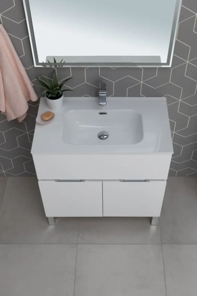 Мебель для ванной комнаты Aquanet Алвита new 80 напольная, белая матовая, с дверками и ящиком