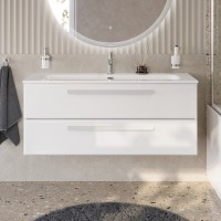 Тумба под раковину без столешницы Cezares Eco Cer-N 120 bianco lucido, ручки сатин