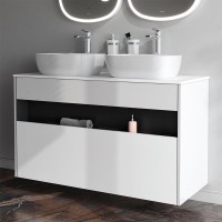 Тумба с раковиной AM.PM Func 120 белый глянец, со столешницей, раковина M8FWCC10450WG