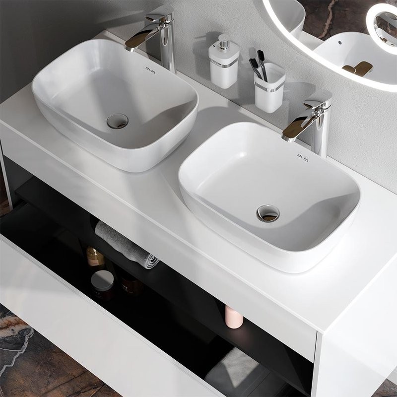 Тумба с раковиной AM.PM Func 120 белый глянец, со столешницей, раковина M8FWCC10450WG