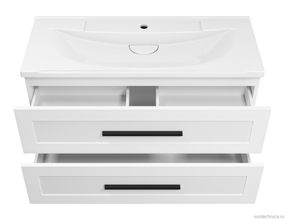 Тумба с раковиной Misty Модерн 100 подвесная, матовая белая