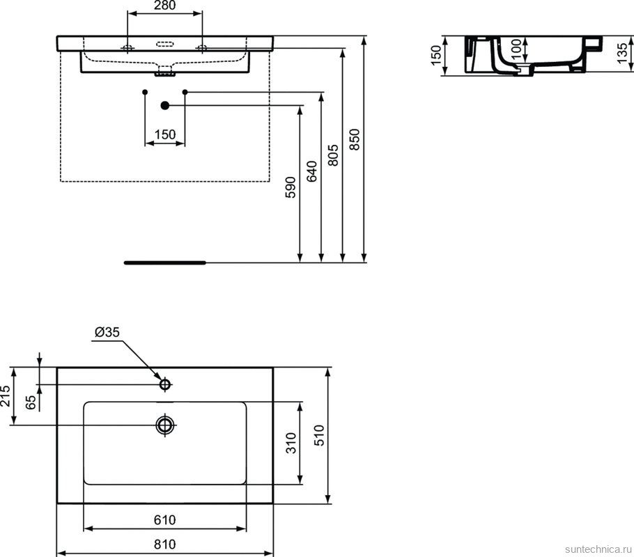 Мебельная раковина Ideal Standard Extra T436201