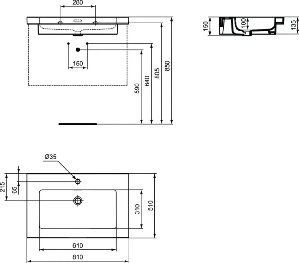 Мебельная раковина Ideal Standard Extra T436201