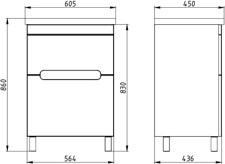Тумба с раковиной ASB-Mebel Вита 60 белый, дуб золотой