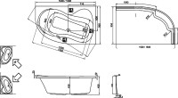 Акриловая ванна Ravak Rosa 95 L 160x95 см, угловая, левая, пристенная, белая, асимметричная, на ножках