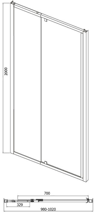 Душевая дверь в нишу Bravat Line BD100.4112A 100х200, распашная