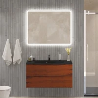 Мебель для ванной комнаты BelBagno Marino 100 подвесная, rovere cillegio, черная раовина