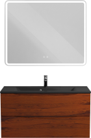 Мебель для ванной комнаты BelBagno Marino 100 подвесная, rovere cillegio, черная раовина