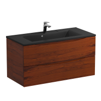 Мебель для ванной комнаты BelBagno Marino 100 подвесная, rovere cillegio, черная раовина