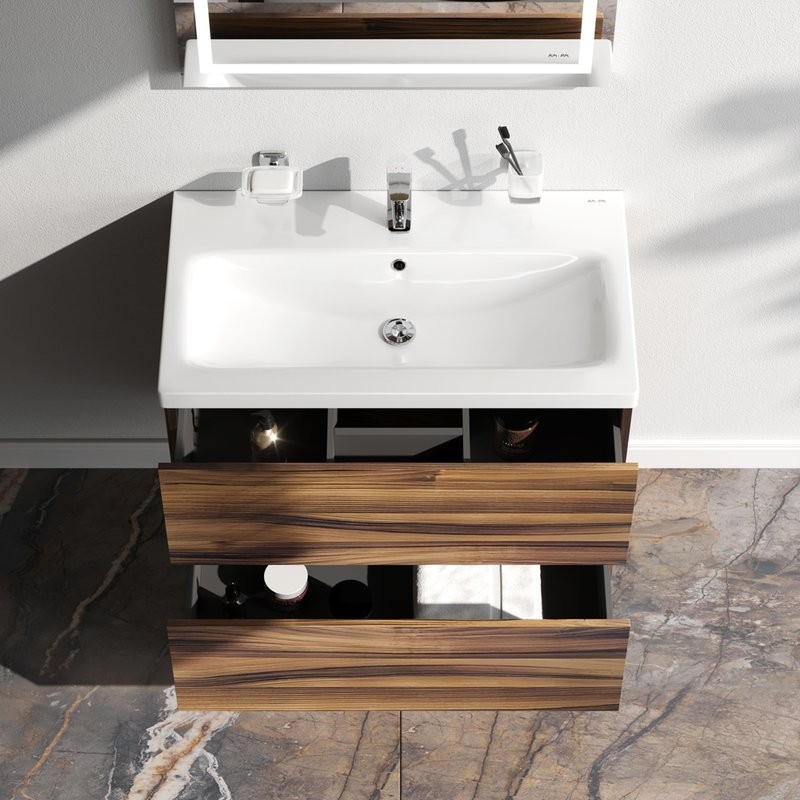 Тумба с раковиной AM.PM Gem 75 подвесная, орех