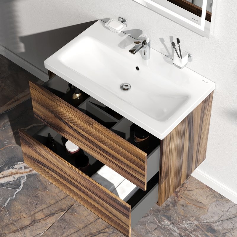 Тумба с раковиной AM.PM Gem 75 подвесная, орех