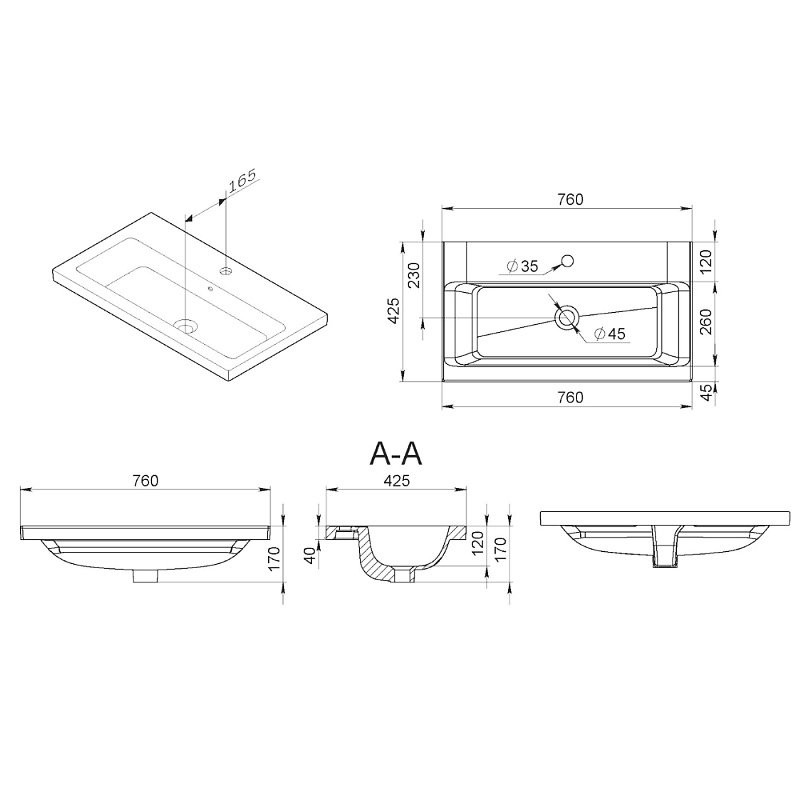 Тумба с раковиной AM.PM Gem 75 подвесная, орех