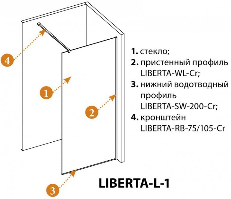 Душевая перегородка Cezares Liberta -L-1-95-C-Cr