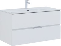 Мебель для ванной комнаты Aquanet Алвита 100 подвесная, белая матовая, 2 ящика