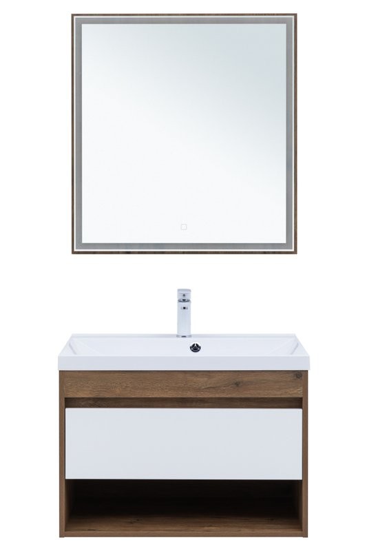 Тумба под раковину Aquanet Тренд 75 дуб рустикальный/белый сатин