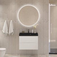 Мебель для ванной комнаты BelBagno Marino 70 подвесная, bianco lucido, черная раовина