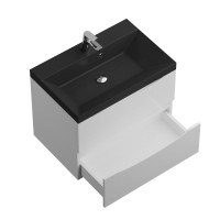 Мебель для ванной комнаты BelBagno Marino 70 подвесная, bianco lucido, черная раовина