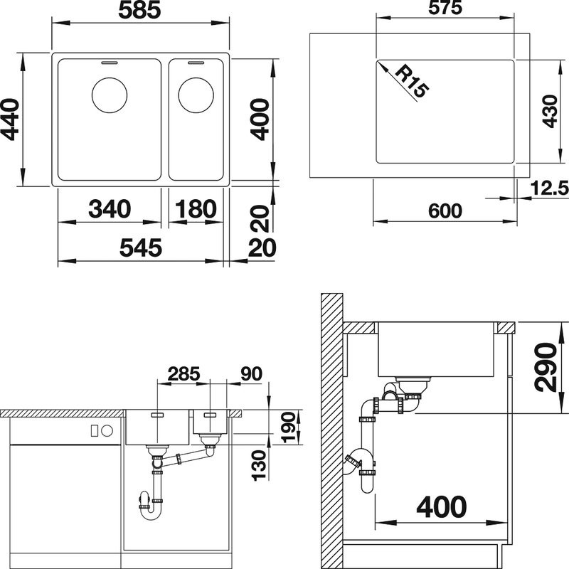 Комплект Мойка Blanco Andano 340/180-IF L + Смеситель Grohe Eurosmart