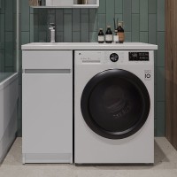 Тумба под раковину Orange Sistema 40 L белый глянец, с бельевой корзиной, под стиральную машину