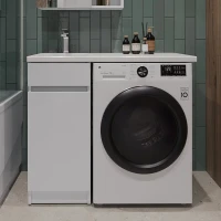 Тумба под раковину Orange Sistema 40 L белый глянец, с бельевой корзиной, под стиральную машину