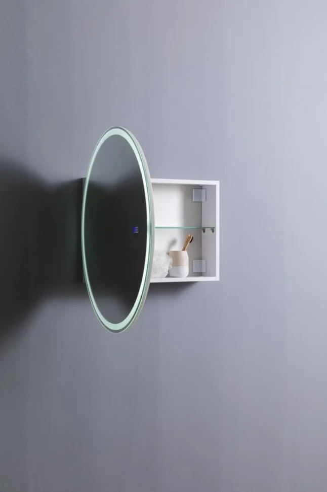 Шкаф с зеркалом в ванную с подсветкой Aquanet Оптима 70 белый, с LED подсветкой