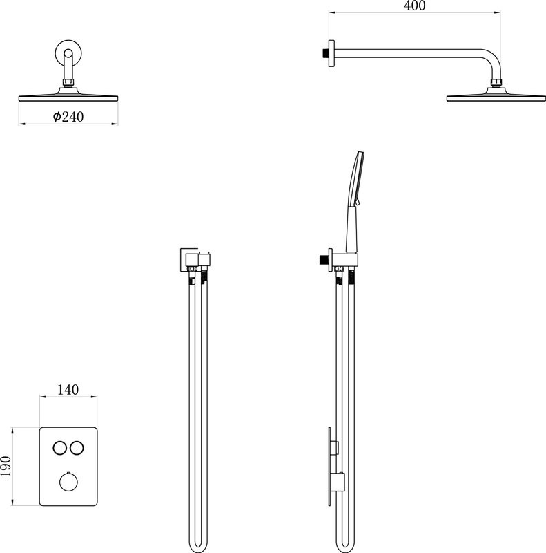 Душевой комплект beWash BV0ITSS226 С ВНУТРЕННЕЙ ЧАСТЬЮ, хром