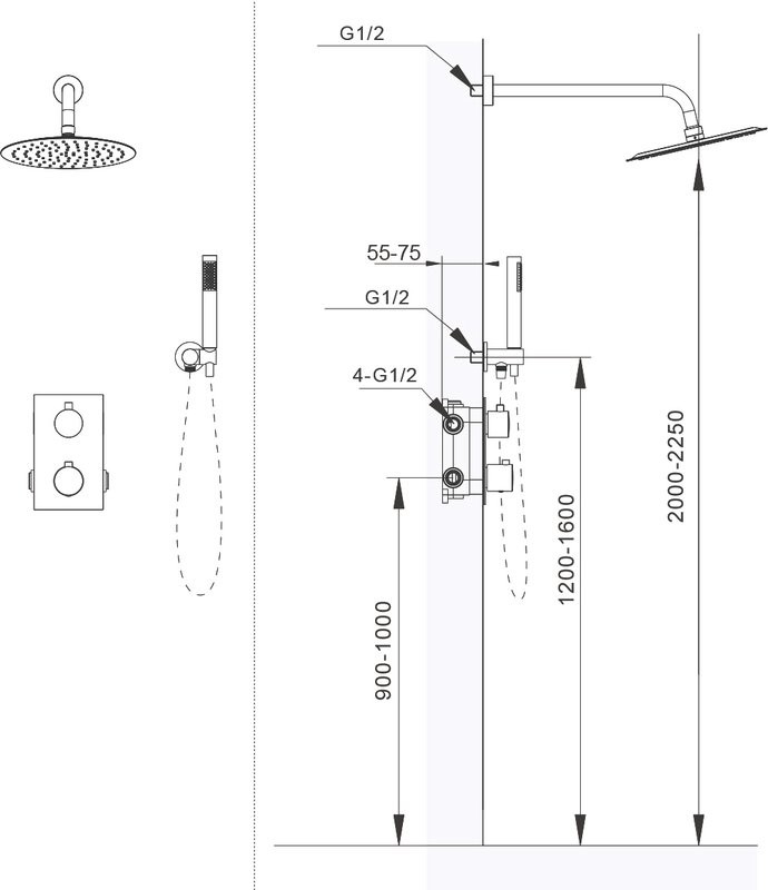 Душевой комплект AltroBagno Unione 040407 Cr С ВНУТРЕННЕЙ ЧАСТЬЮ, хром