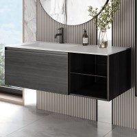 Тумба под раковину без столешницы Armadi Art Quatro 6 120 oak anthracite, профиль anthracite