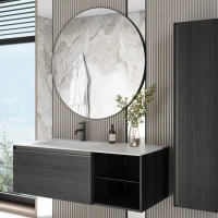Тумба под раковину без столешницы Armadi Art Quatro 6 120 oak anthracite, профиль anthracite